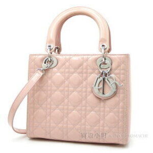Christian Dior Lady Classic Handbag Cannage Stitch Pink Patent Leather Enamel